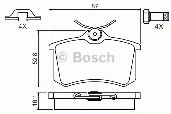 BOSCH - 0 986 494 621 - Комплект тормозных колодок, дисковый тормоз (Тормозная система)