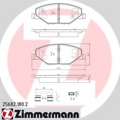 ZIMMERMANN - 25682.180.2 - Комплект тормозных колодок, дисковый тормоз (Тормозная система)