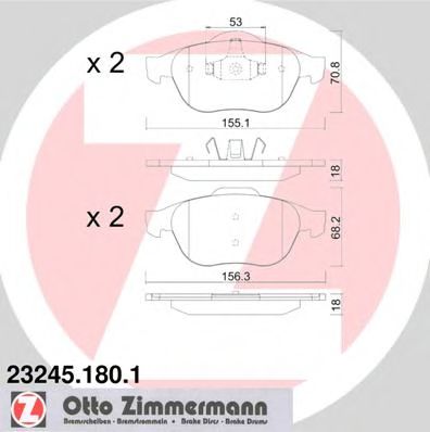 ZIMMERMANN - 23245.180.1 - Комплект тормозных колодок, дисковый тормоз (Тормозная система)