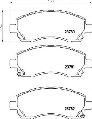 HELLA - 8DB 355 010-121 - Комплект тормозных колодок, дисковый тормоз (Тормозная система)