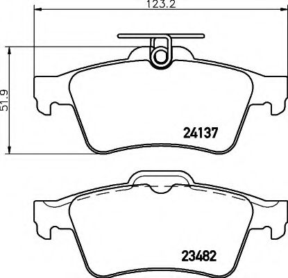 HELLA - 8DB 355 011-731 - Комплект тормозных колодок, дисковый тормоз (Тормозная система)