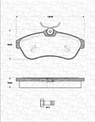 MAGNETI MARELLI - 363702161237 - Комплект тормозных колодок, дисковый тормоз (Тормозная система)