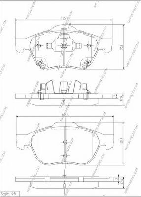 NPS - T360A77 - Комплект тормозных колодок, дисковый тормоз (Тормозная система)