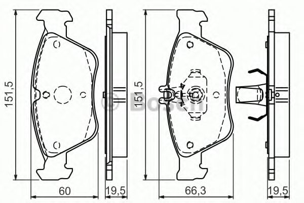 BOSCH - 0 986 494 002 - Комплект тормозных колодок, дисковый тормоз (Тормозная система)