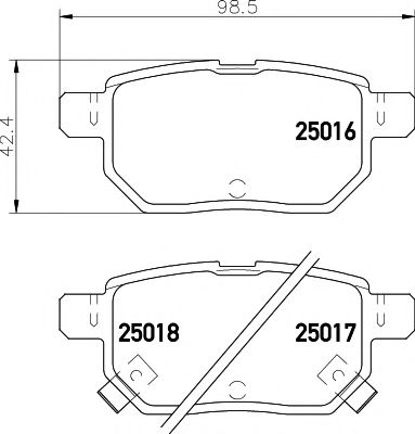 HELLA PAGID - 8DB 355 014-991 - Комплект тормозных колодок, дисковый тормоз (Тормозная система)