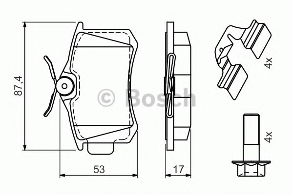 BOSCH - 0 986 494 596 - Комплект тормозных колодок, дисковый тормоз (Тормозная система)