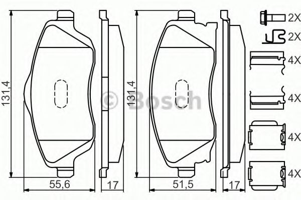 BOSCH - 0 986 494 625 - Комплект тормозных колодок, дисковый тормоз (Тормозная система)