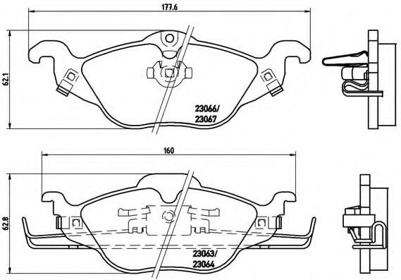 BREMBO - P 59 030 - Комплект тормозных колодок, дисковый тормоз (Тормозная система)