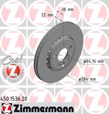 ZIMMERMANN - 450.1536.20 - Тормозной диск (Тормозная система)