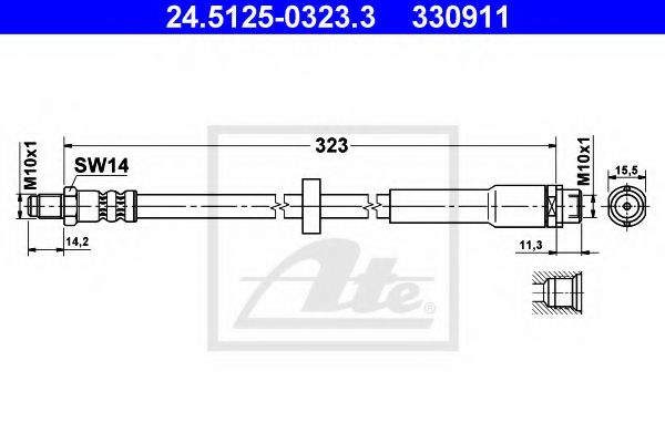 ATE - 24.5125-0323.3 - Тормозной шланг (Тормозная система)