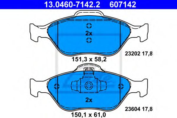 ATE - 13.0460-7142.2 - Комплект тормозных колодок, дисковый тормоз (Тормозная система)