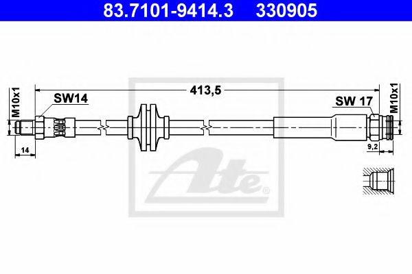 ATE - 83.7101-9414.3 - Тормозной шланг