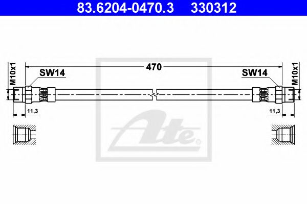 ATE - 83.6204-0470.3 - Тормозной шланг (Тормозная система)