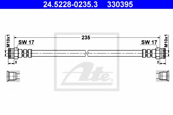 ATE - 24.5228-0235.3 - Тормозной шланг (Тормозная система)