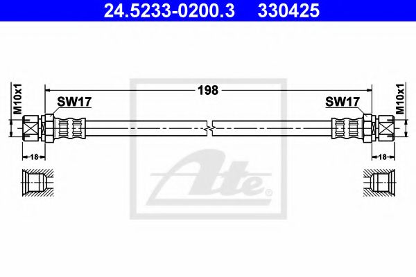 ATE - 24.5233-0200.3 - Тормозной шланг (Тормозная система)