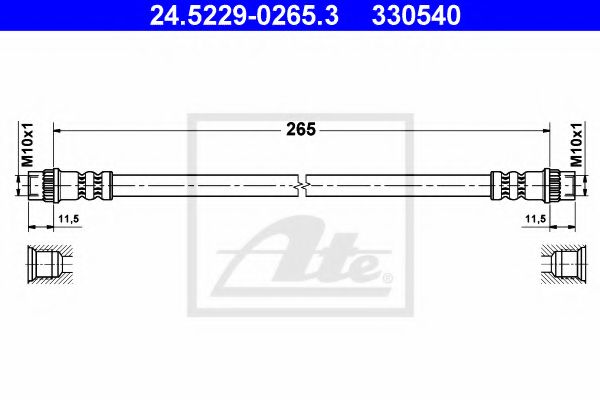 ATE - 24.5229-0265.3 - Тормозной шланг (Тормозная система)