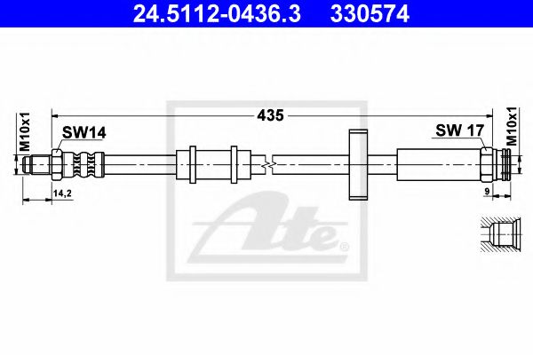 ATE - 24.5112-0436.3 - Тормозной шланг (Тормозная система)