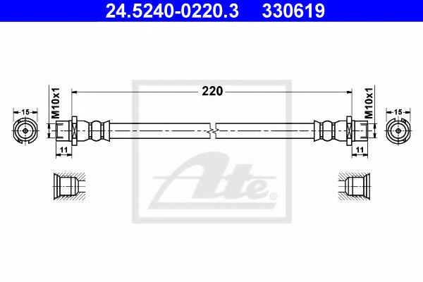 ATE - 24.5240-0220.3 - Тормозной шланг (Тормозная система)