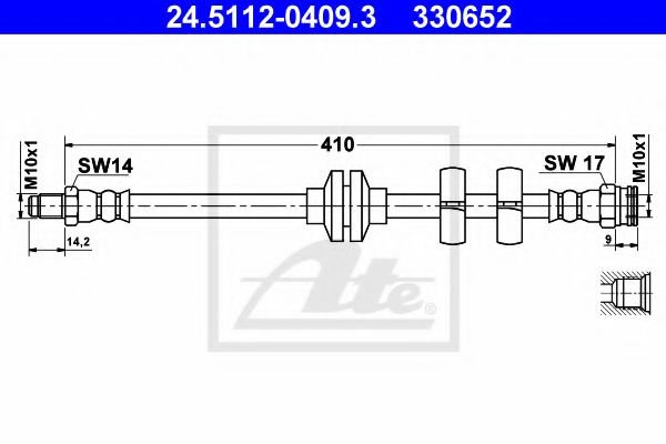ATE - 24.5112-0409.3 - Тормозной шланг (Тормозная система)