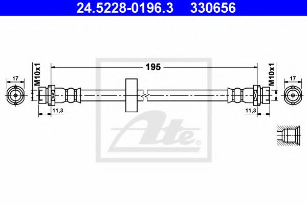 ATE - 24.5228-0196.3 - Тормозной шланг (Тормозная система)