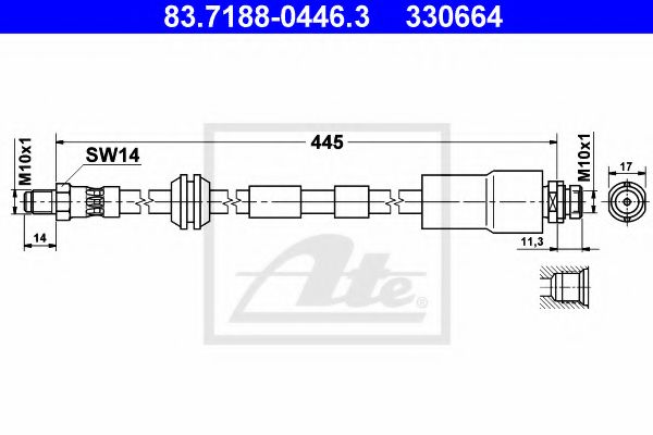 ATE - 83.7188-0446.3 - Тормозной шланг (Тормозная система)