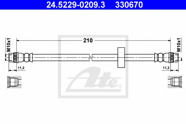 ATE - 24.5229-0209.3 - Тормозной шланг (Тормозная система)