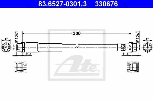 ATE - 83.6527-0301.3 - Тормозной шланг (Тормозная система)