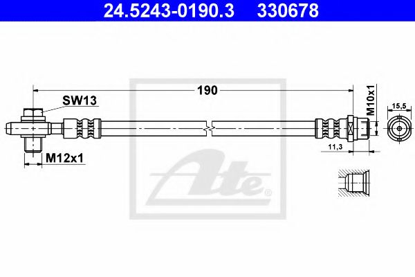 ATE - 24.5243-0190.3 - Тормозной шланг (Тормозная система)