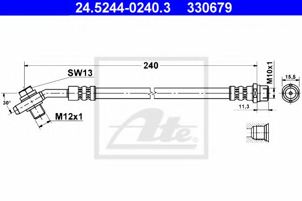 ATE - 24.5244-0240.3 - Тормозной шланг (Тормозная система)