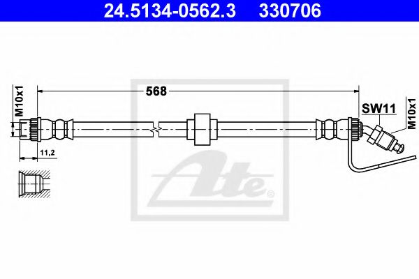 ATE - 24.5134-0562.3 - Тормозной шланг (Тормозная система)