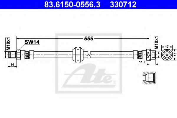 ATE - 83.6150-0556.3 - Тормозной шланг (Тормозная система)