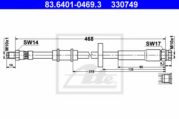 ATE - 83.6401-0469.3 - Тормозной шланг (Тормозная система)