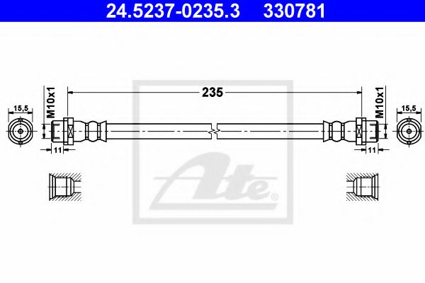 ATE - 24.5237-0235.3 - Тормозной шланг (Тормозная система)