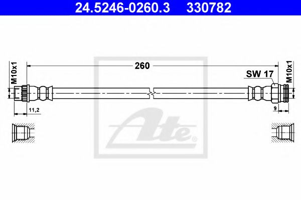 ATE - 24.5246-0260.3 - Тормозной шланг (Тормозная система)