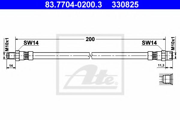 ATE - 83.7704-0200.3 - Тормозной шланг (Тормозная система)