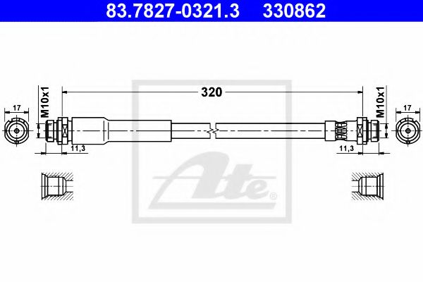 ATE - 83.7827-0321.3 - Тормозной шланг (Тормозная система)