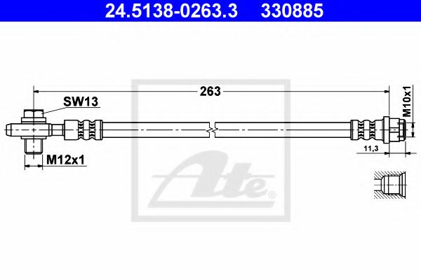 ATE - 24.5138-0263.3 - Тормозной шланг (Тормозная система)