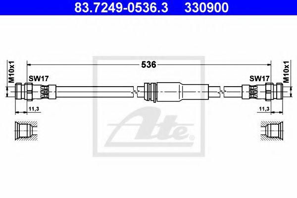 ATE - 83.7249-0536.3 - Тормозной шланг (Тормозная система)