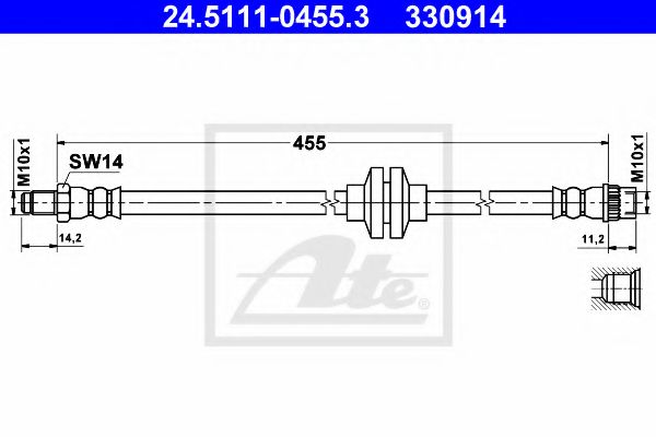 ATE - 24.5111-0455.3 - Тормозной шланг (Тормозная система)