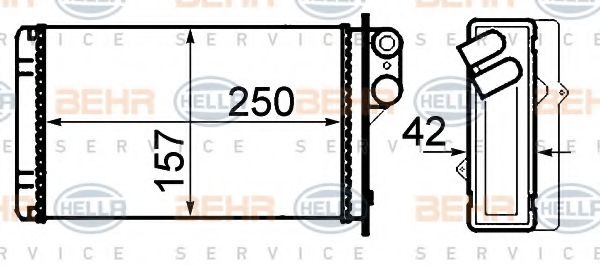 BEHR HELLA SERVICE - 8FH 351 308-551 - Теплообменник, отопление салона (Отопление / вентиляция)