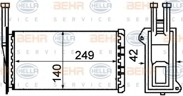 BEHR HELLA SERVICE - 8FH 351 311-571 - Теплообменник, отопление салона (Отопление / вентиляция)