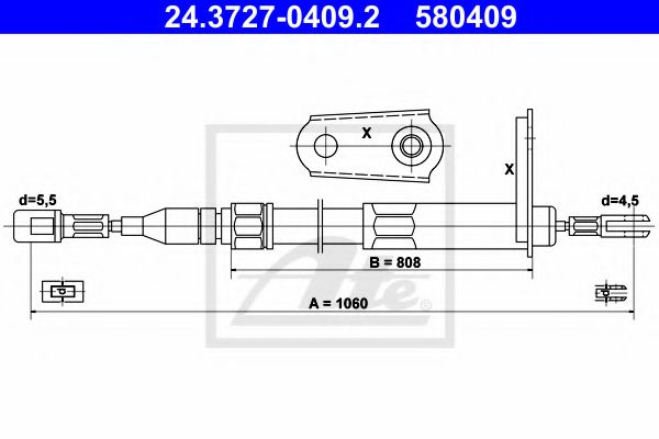 ATE - 24.3727-0409.2 - Трос, стояночная тормозная система (Тормозная система)