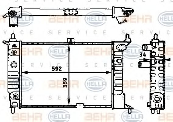 BEHR HELLA SERVICE - 8MK 376 715-314 - Радиатор, охлаждение двигателя (Охлаждение)