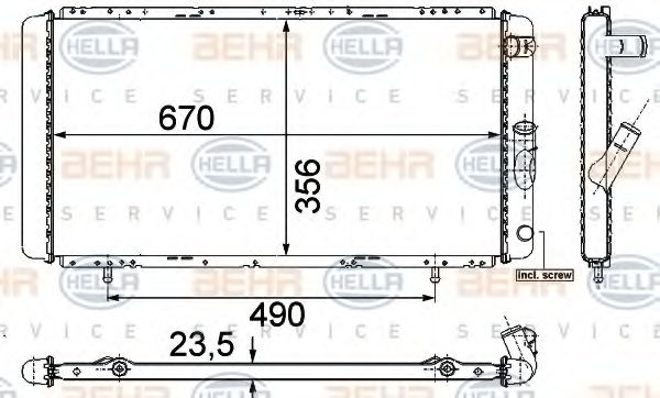 BEHR HELLA SERVICE - 8MK 376 715-361 - Радиатор, охлаждение двигателя (Охлаждение)