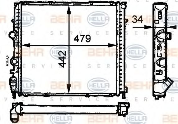 BEHR HELLA SERVICE - 8MK 376 716-371 - Радиатор, охлаждение двигателя (Охлаждение)