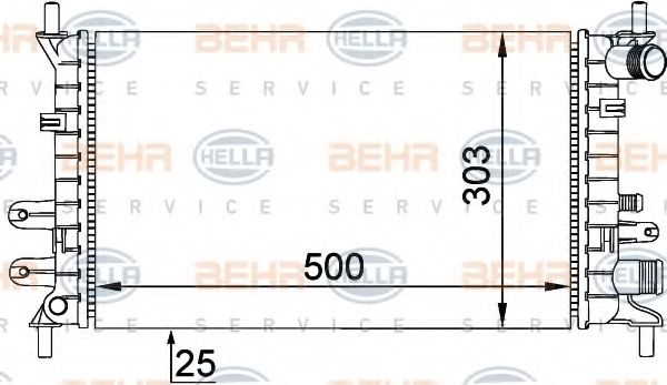 BEHR HELLA SERVICE - 8MK 376 720-191 - Радиатор, охлаждение двигателя (Охлаждение)