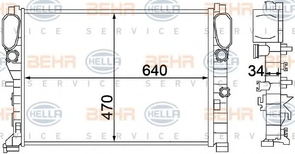 BEHR HELLA SERVICE - 8MK 376 769-781 - Радиатор, охлаждение двигателя (Охлаждение)