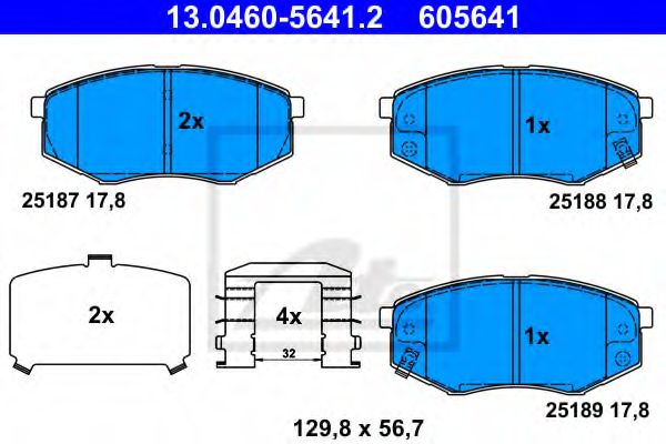 ATE - 13.0460-5641.2 - Комплект тормозных колодок, дисковый тормоз (Тормозная система)