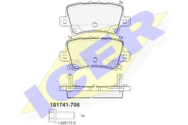 ICER - 181741-706 - Комплект тормозных колодок, дисковый тормоз (Тормозная система)