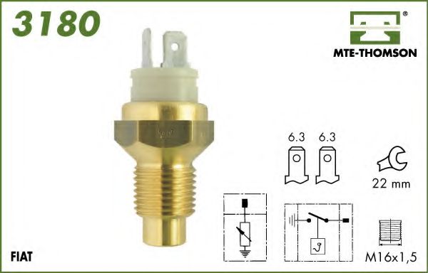 MTE-THOMSON - 3180 - Датчик, температура охлаждающей жидкости (Охлаждение)